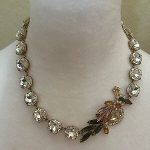J. Crew Clear Crystal Necklace with Multicolor Gem Floral Accent
